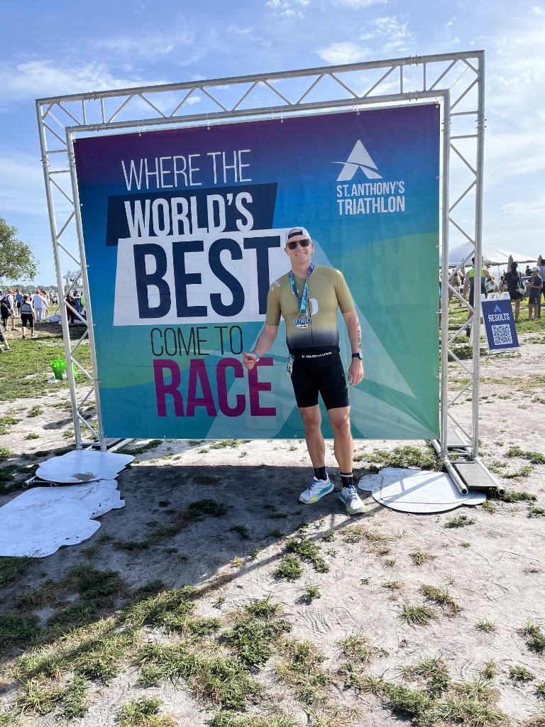 Brad Davis at a triathlon finish